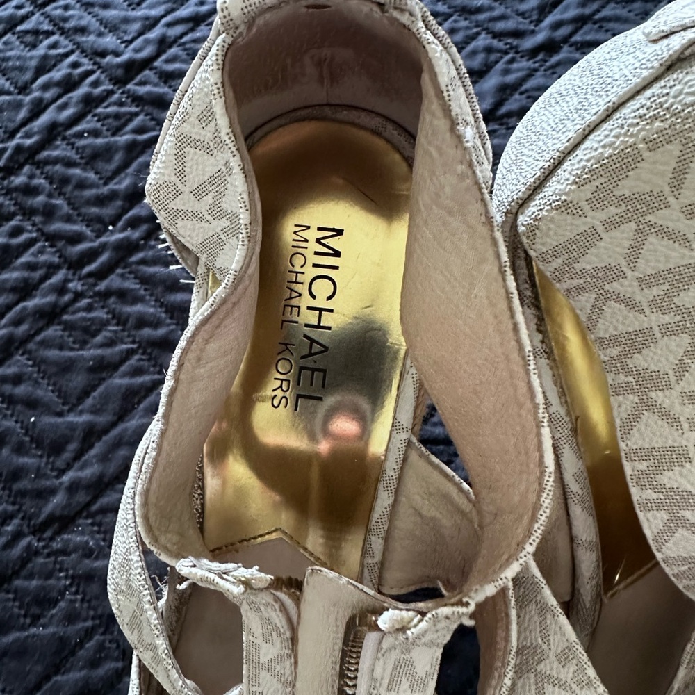 Michael Kors Beige Wedge Sandals - Picture 3 of 5
